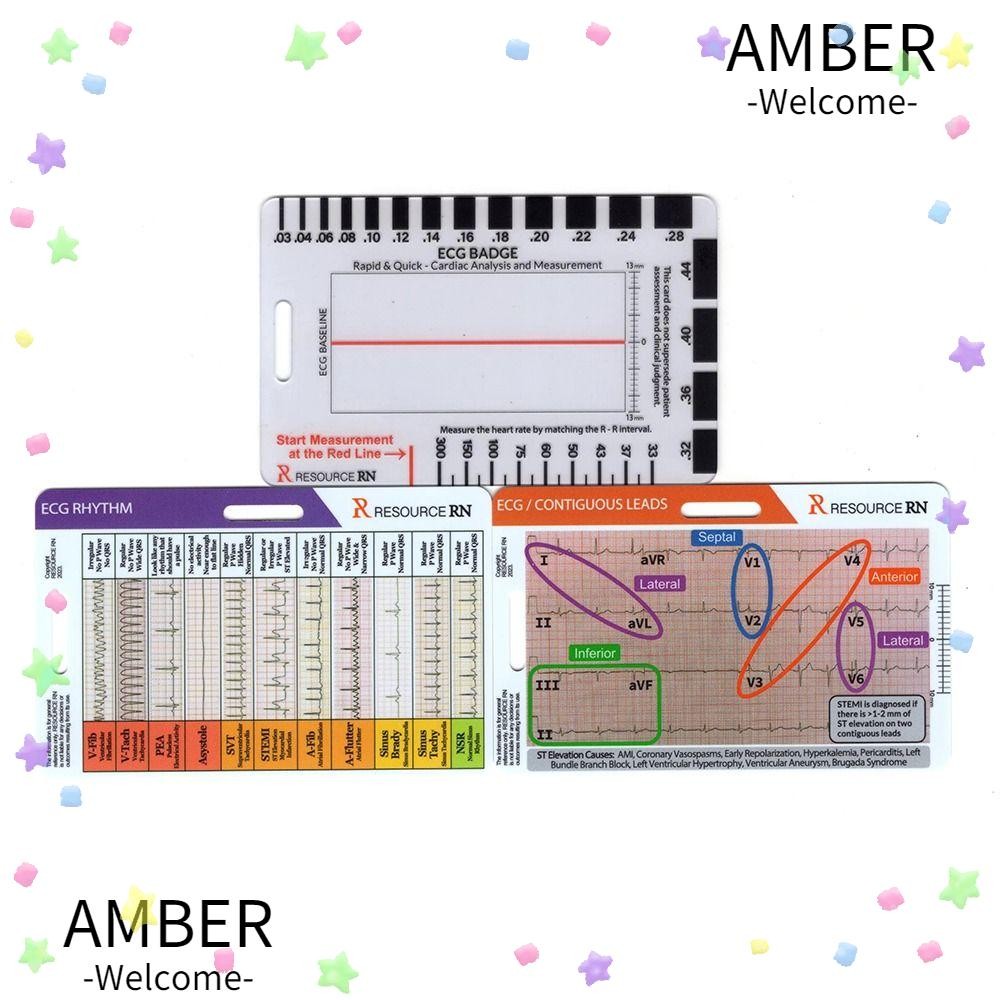 AMBER EKG Calipers, Transparent Horizontal Vertical ECG 7 Step Ruler ...
