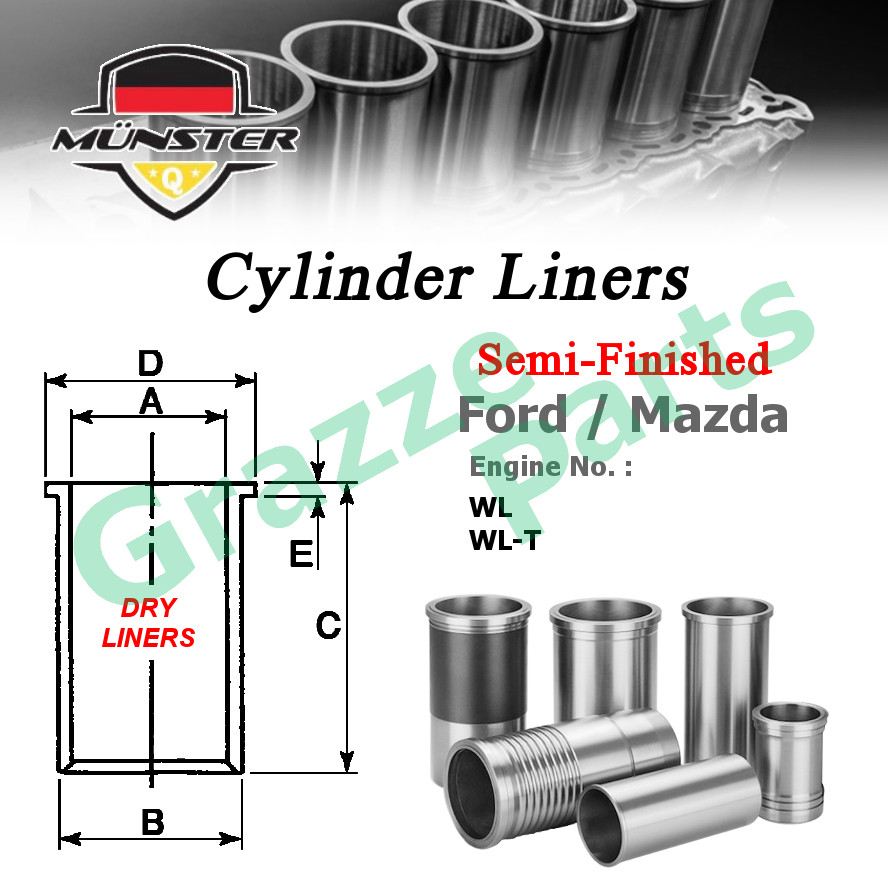 (93.0mm) Münster Engine Block Cylinder Liners Liner Sleeve (Semi) for ...