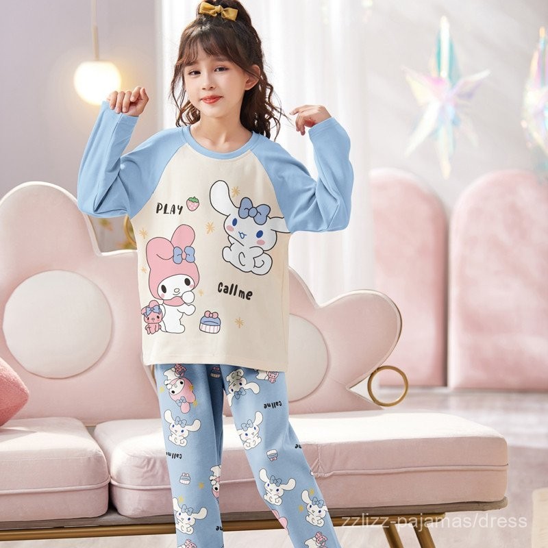 Girls Pajamas Cartoon Long Sleeve Trousers Girls Cotton like Middle and Big Children Teenagers Pullovers Home Wear Girls Pajamas Shopee Malaysia