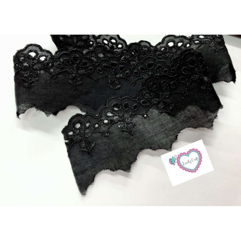 Black Color Simple TC Cotton Lace (By Pack) Renda Cotton/Renda Kain ...