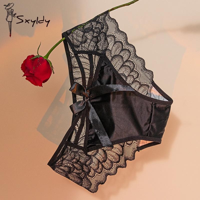French Heartshaped Doublewing Lace Sexy Midwaist Seamless Briefs