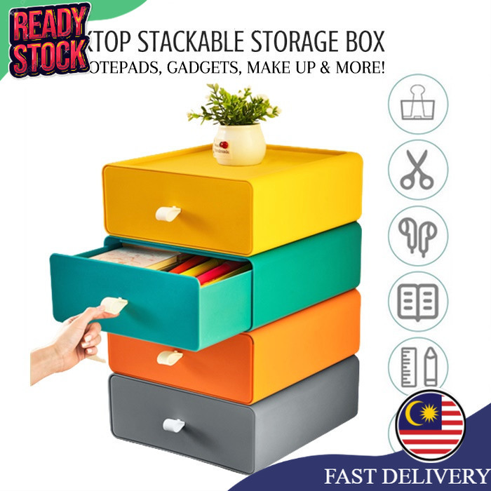 Desktop Drawer Storage Box Multilayer Stackable Student Table Office