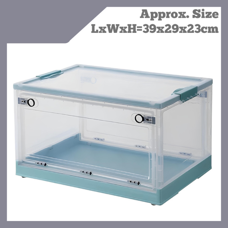 Light Blue Foldable Plastic Storage Box Stackable, Space-Saving ...