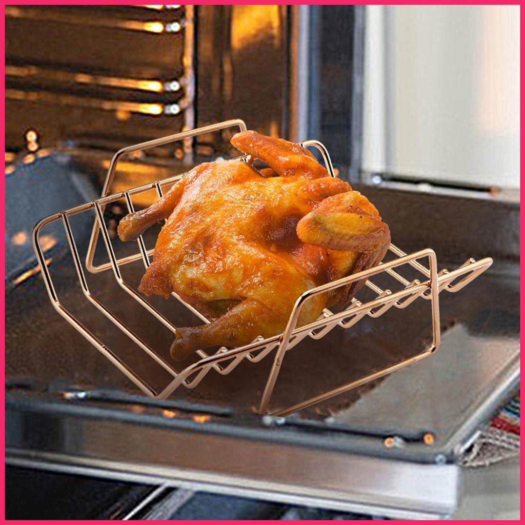 Stainless Steel Rib Rack Sturdy Non Stick Turkey Roast Rack Holds Up To ...