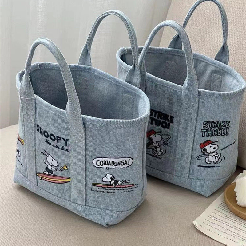 Snoopy embroidered Japanese cute canvas bag mom outing handbag lunch