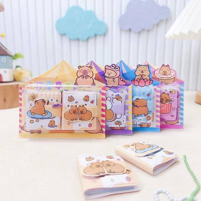 4 styles Capybara Anime Mini Notebook Set Cartoon Portable Hand Account ...