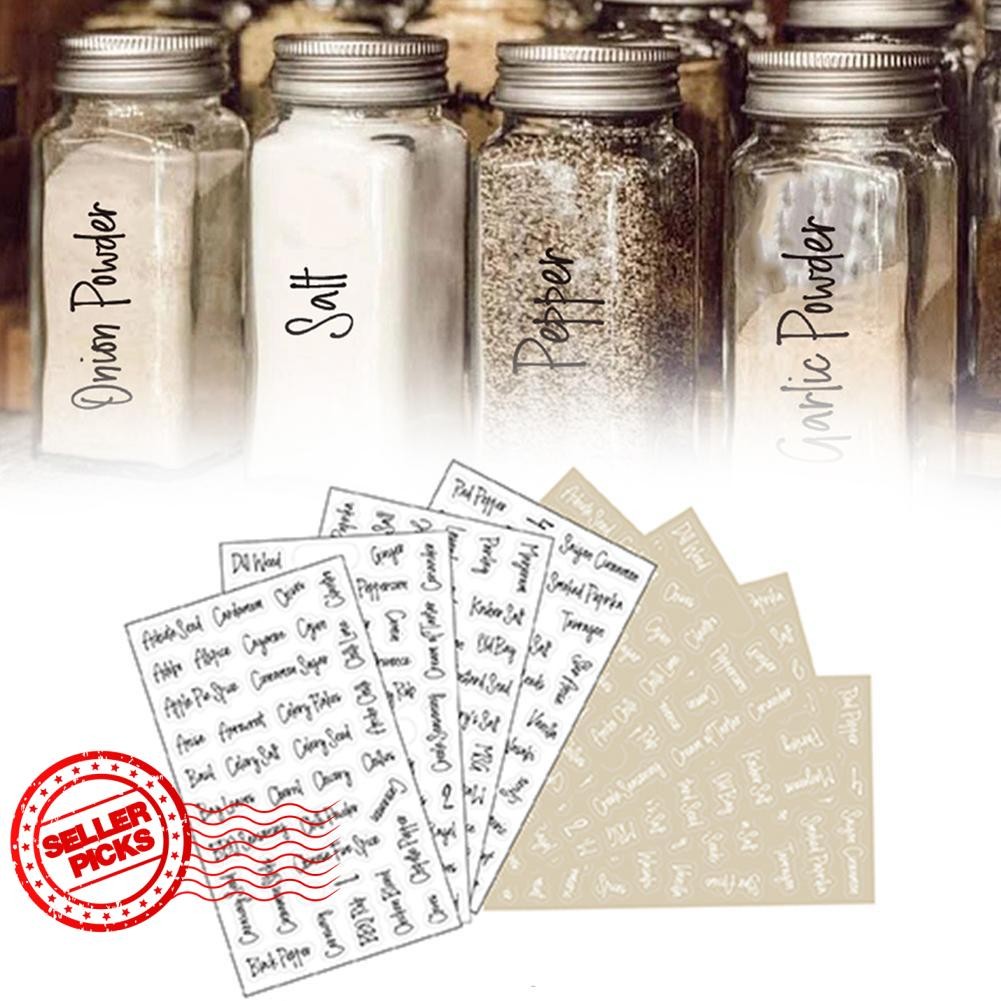 Farmhouse Pantry Labels 8 Sheets Transparent Waterproof Pantry Stickers ...
