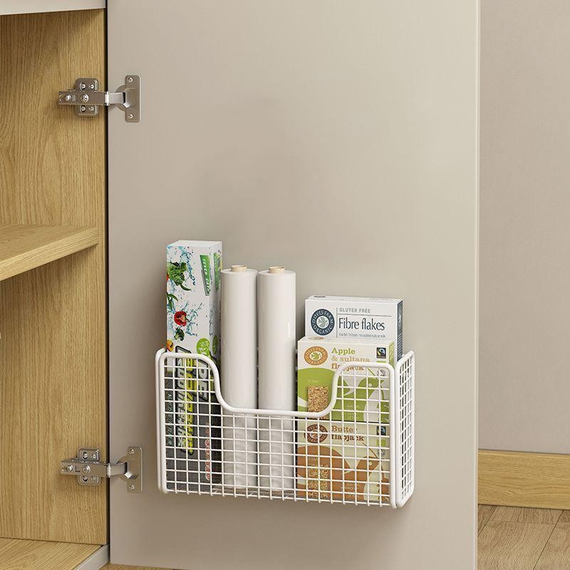 Punch-free Kitchen Cabinet Door Storage Box Iron Rack Wall-mounted ...