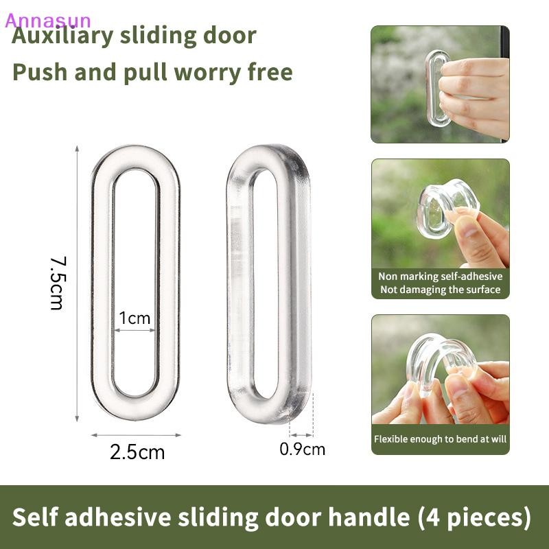 Annasun 4PCS Transparent Plastic Soft PU Door Handle Self-Adhesive ...