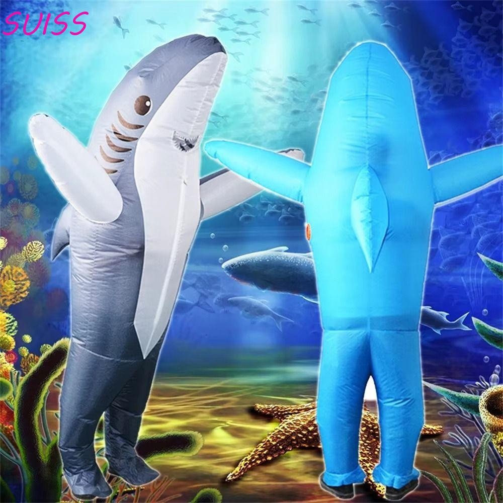 SUISS Inflatable Shark Costume, Battery Box Cute Shark Inflatable Suit ...