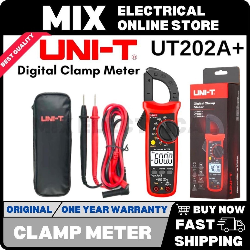 UNI-T UT202A+ 600V AC DC Voltage 600A AC Current Digital Clamp Meter ...