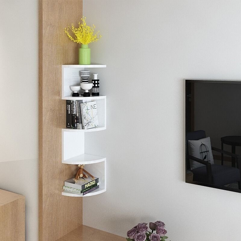 Corner Shelf Wall Mount Rack Rak Dinding Display Furniture Floating ...