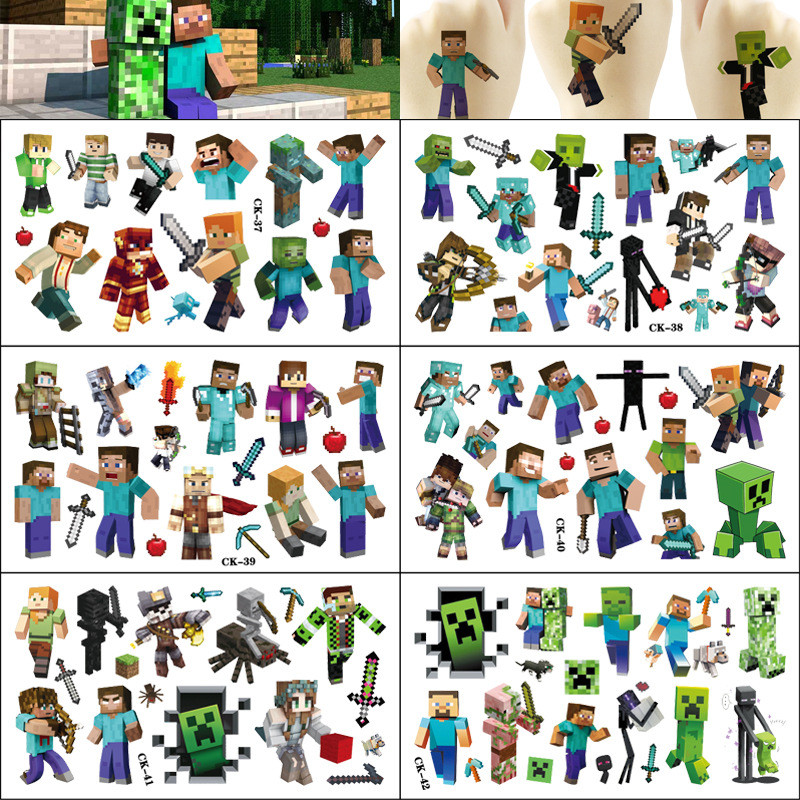 Tattoo Stickers Tattoo Stickers Minecraft Square Game Children Tattoo ...