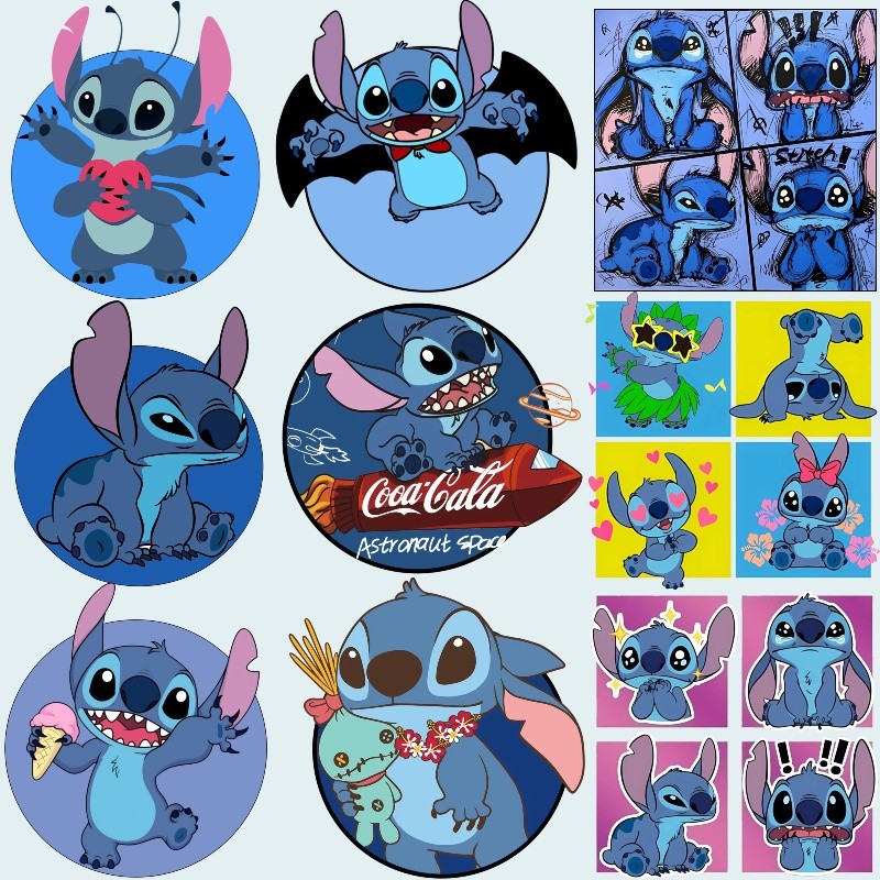 Stitch stickers cartoon circular logo heat transfer printing fabric ...