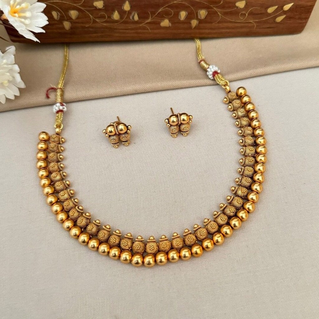 Simple Designer Premium Matt Gold Indian Choker Set | indian choker ...