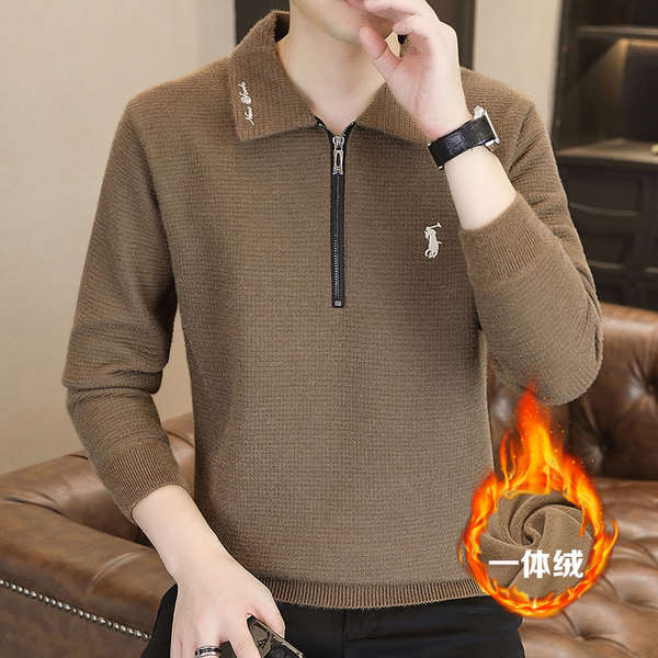 sweater men half zipper sweater half zip sweater Sweater kerah separuh ritsleting tebal musim sejuk lelaki Korea musim sejuk mewah sehelai baju polo rajutan hangat Shopee Malaysia