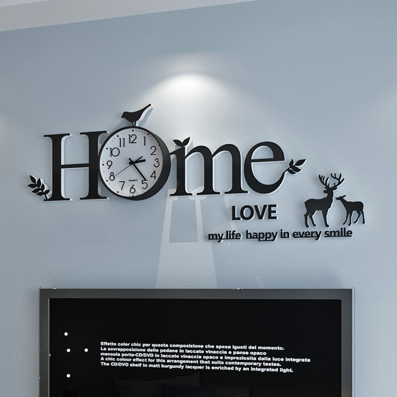 Modern Nordic Silent Wall Clock Living Room No Punching Clock With ...