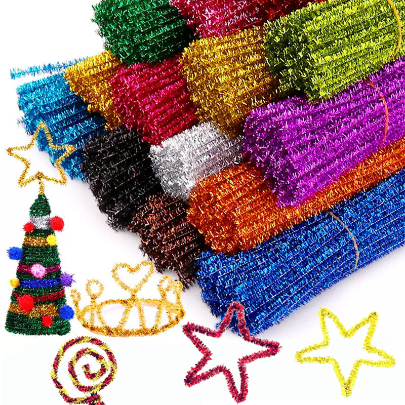 100 PCS Glitter Diy Christmas Tree Twisting Rod Children Educational ...