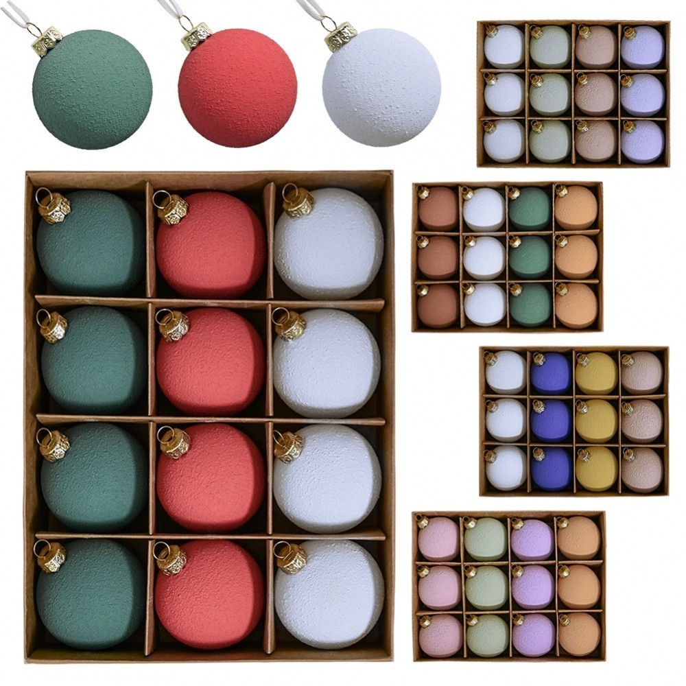Festive Tree Decoration Set of 12 6CM Christmas Balls in Assorted ...