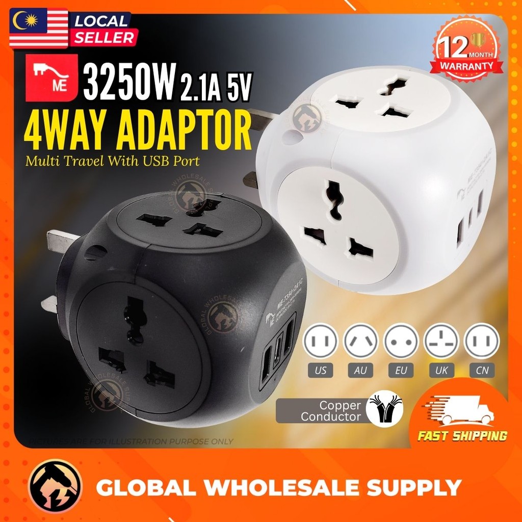 4Way Adapter Universal Socket Power Socket Extension Adapter Type C ...