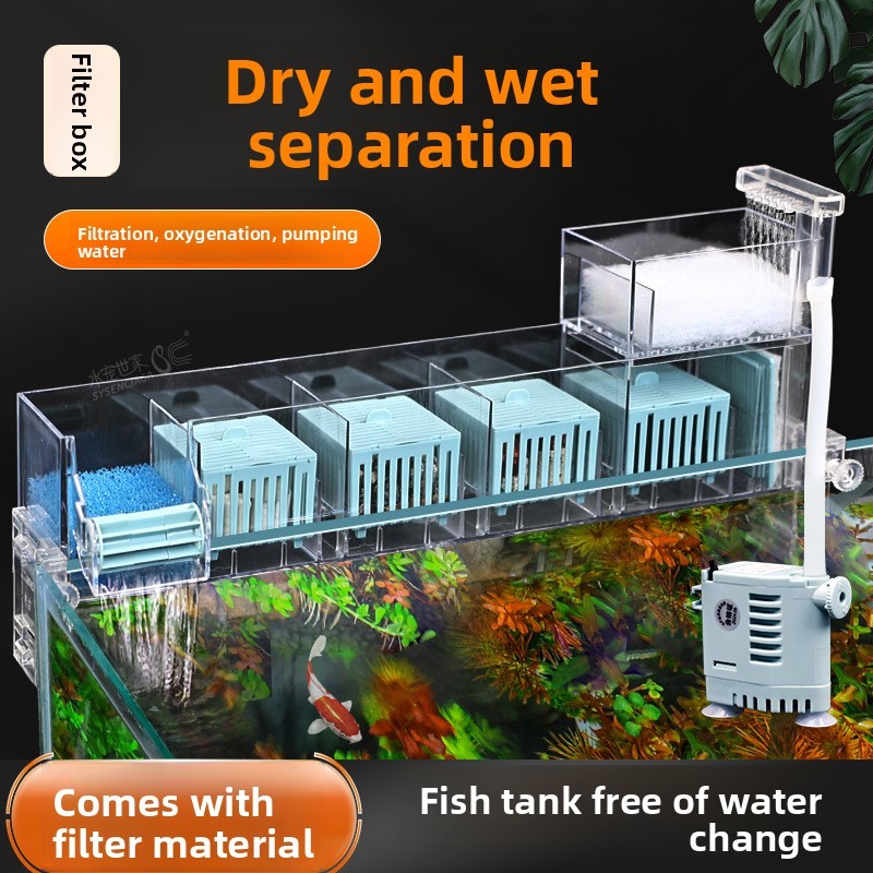 Picture of multi-functional 3-in-1 water circulation pump - top filter trickle box ...