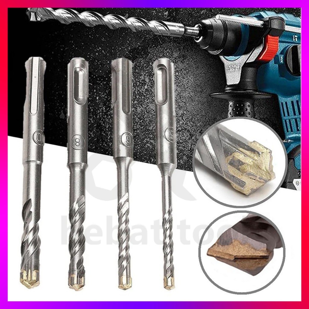 SDS Plus Concrete Masonry Wall Drill Bit Cross Head Rotary Hammer Tool ...