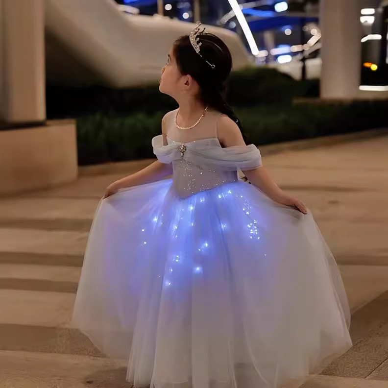 23 New Style Girls Dress Skirt Princess Elsa Summer Gauze Skirt Dress ...