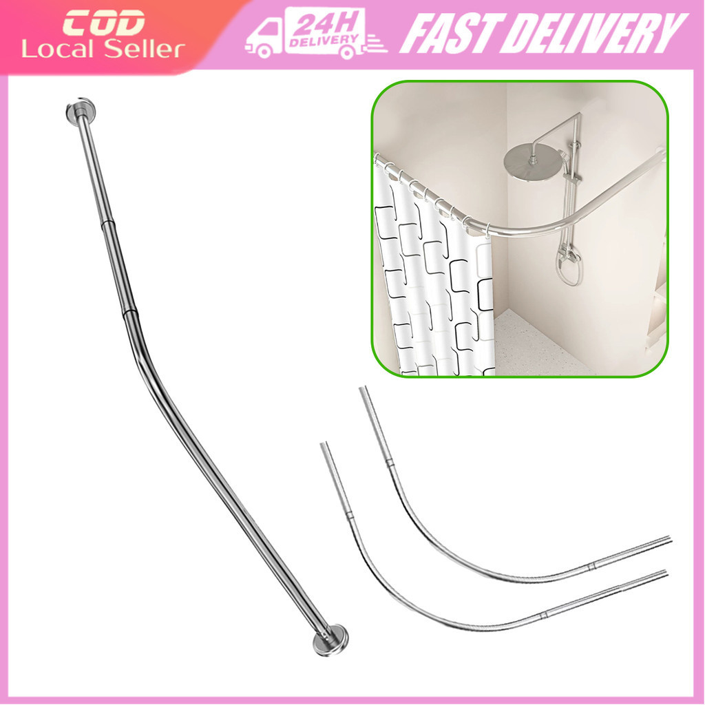 Adjustable L Shape Stainless Steel Shower Curtain Rod 70-130cm ...