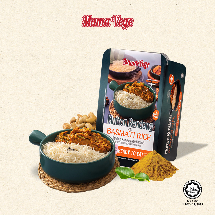 MamaVege Ready-to-Eat Plant-based Mutton Rendang with Basmati Rice Food ...