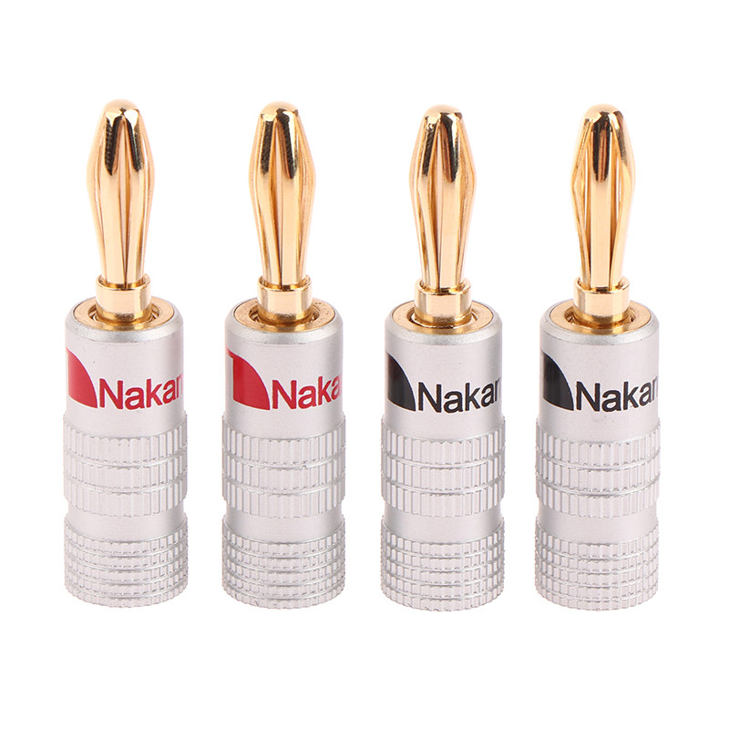 guyumao 2Pcs 4mm Audio Plug Jack Banana Plugs for Speaker Wire Gold