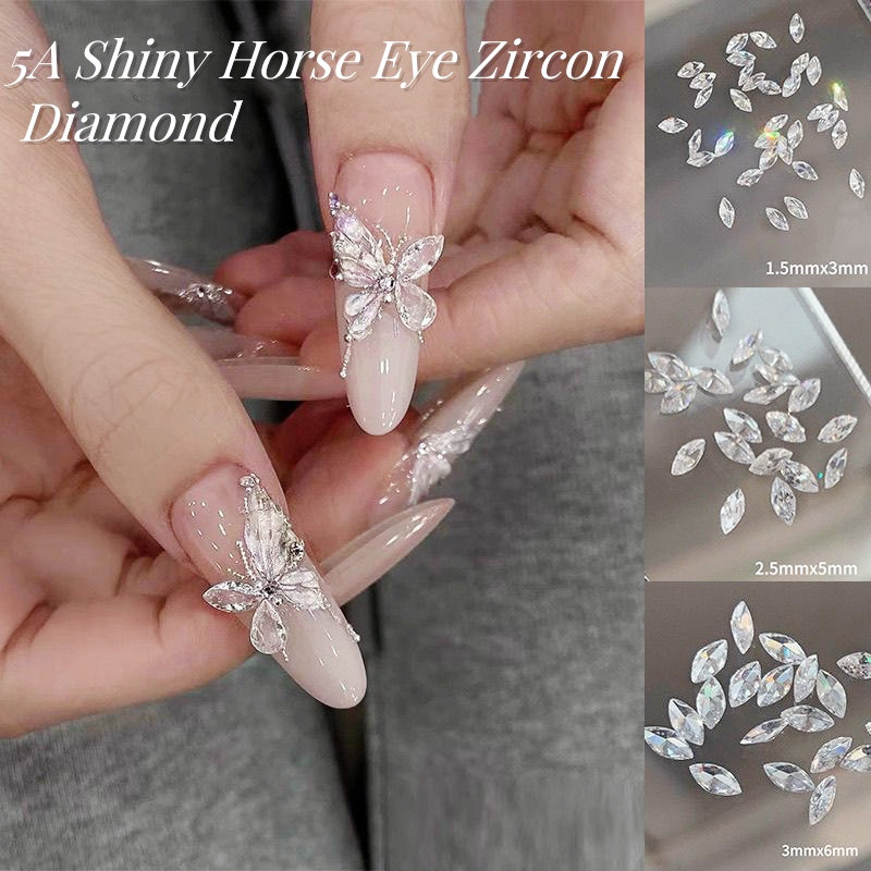 Nail Art Sticker Nail Rhinestones 5A White Diamond Zircon Shiny Crystal ...