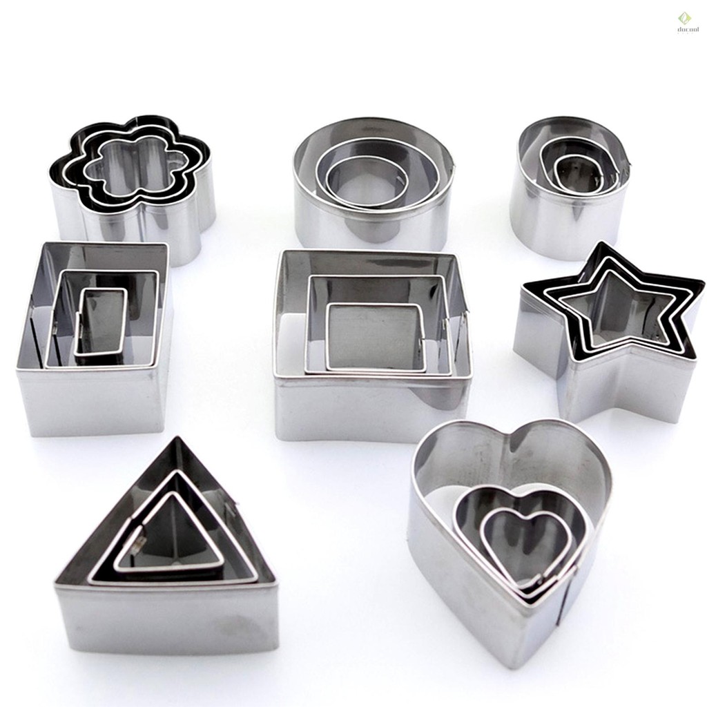 24PCS Cookie Cutters Set with Stainless Steel Box Polygon Shape Biscuit ...