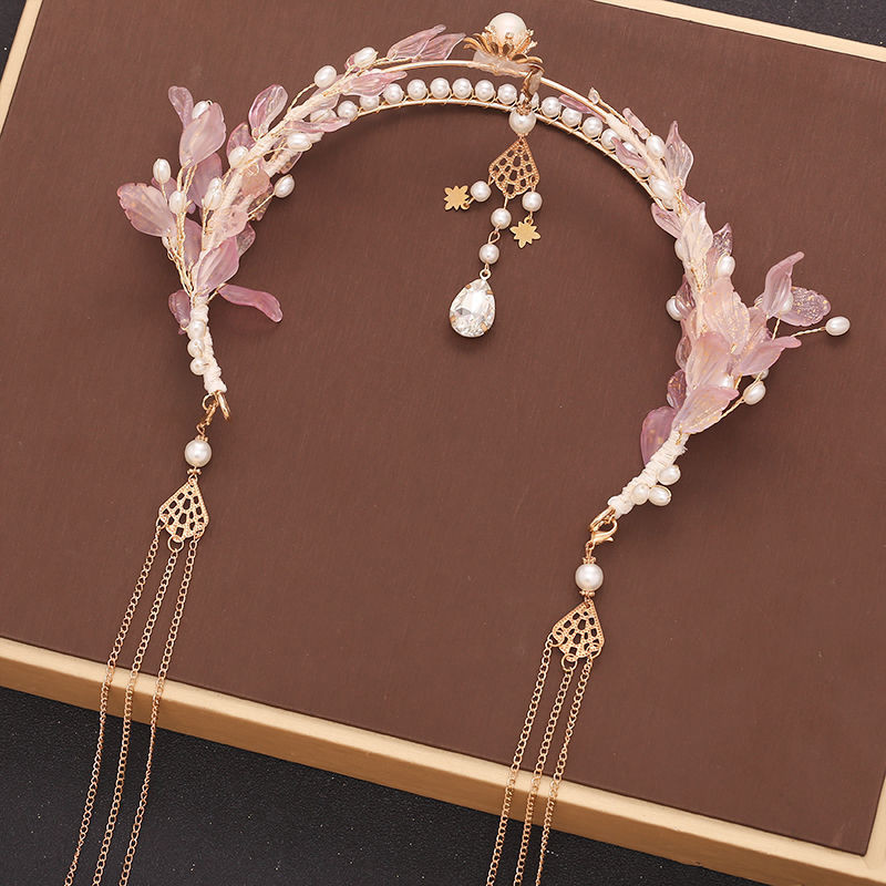古风汉服发箍头饰超仙流苏步摇美少女头箍古装配饰品Chinese Hair Hoop Tassels Full Set Super Fairy ...