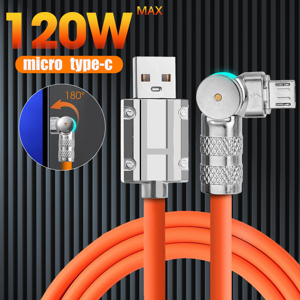 180° Rotating Micro USB Type-C Cable - Liquid Silicone Wire - Elbow ...