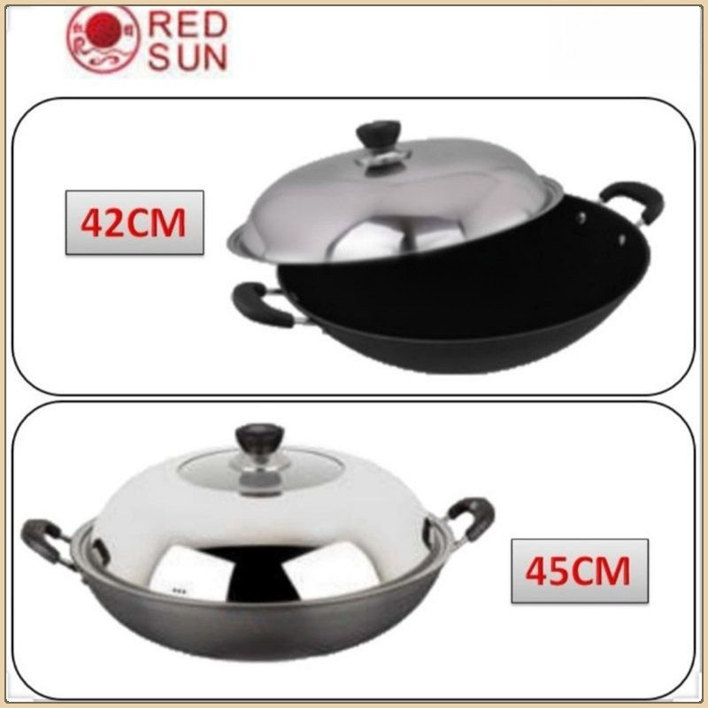 RED SUN HARD ANODIC HEALTHY WOK WITH LID 40CM 42CM 45CM [cooking ...