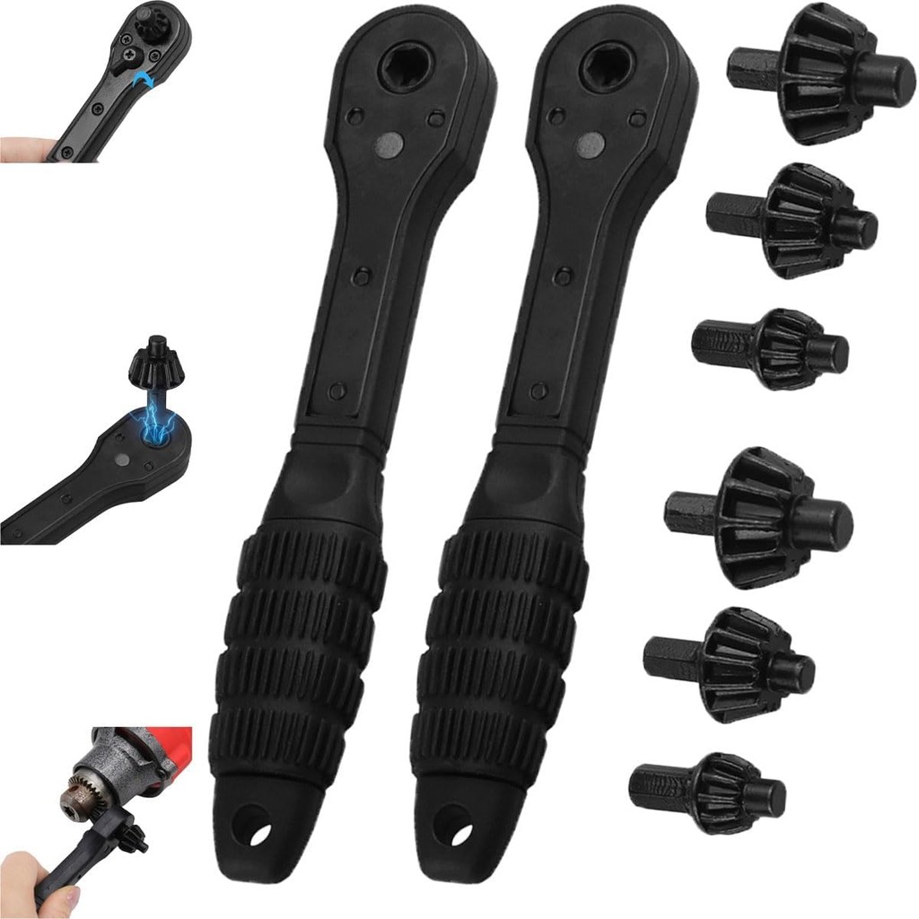 2-in-1 Drill Chuck Ratchet Spanner, Reversible Ratcheting Mechanism, 3 ...