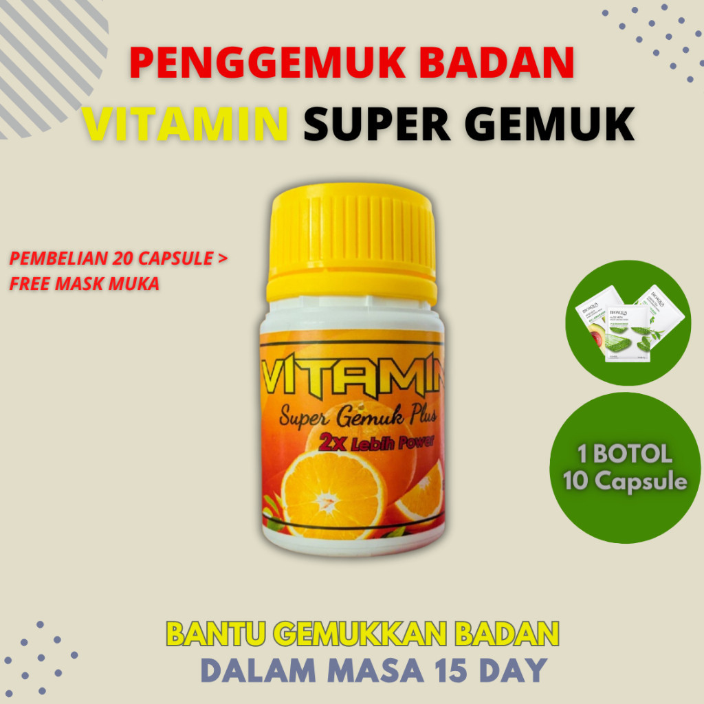 Ubat Gemuk Badan Vitamin Super Gemuk Weight Gain Zink Zinc Supplement Lulus Kkm Mass Gainer