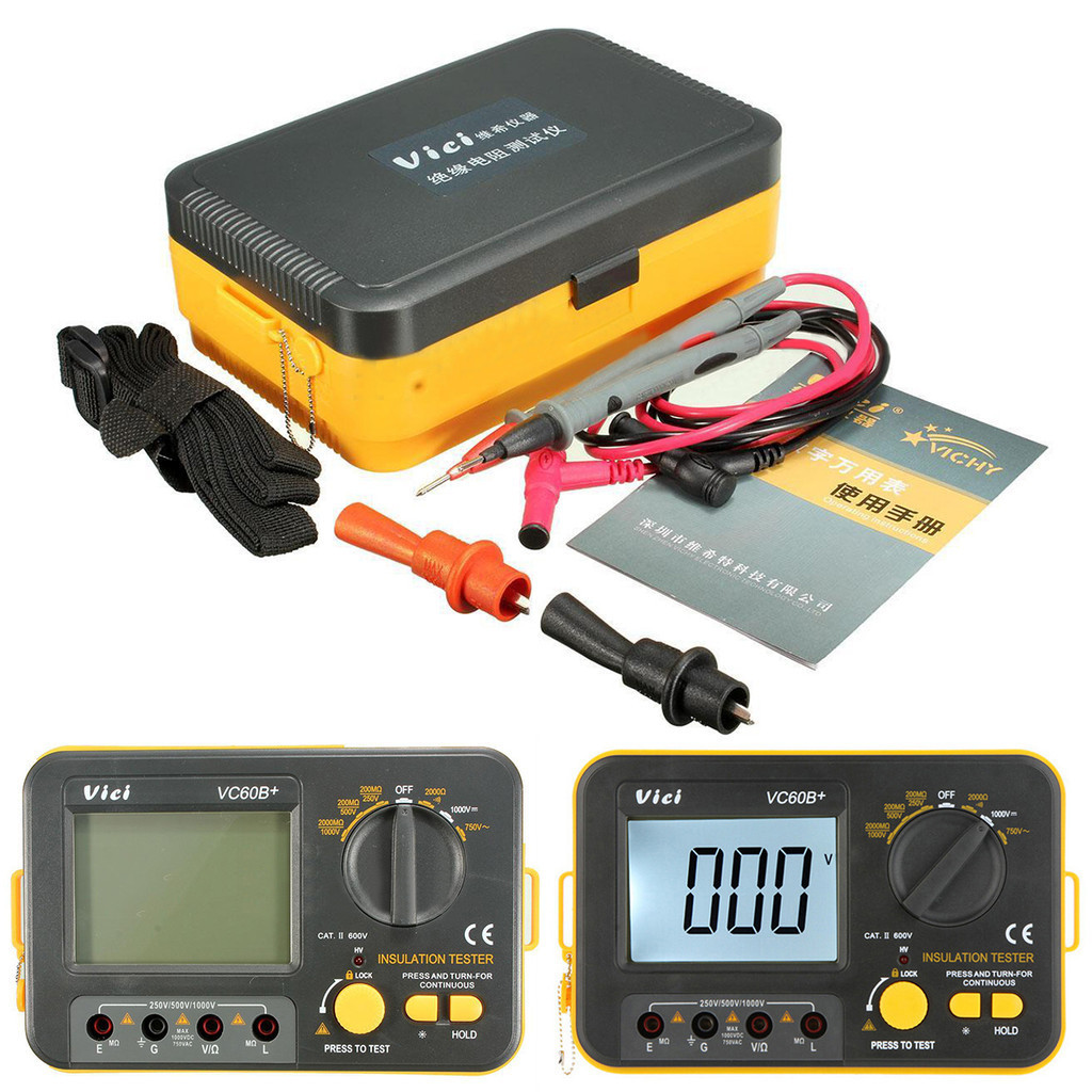 VC60B+ Digital Insulation Resistance Tester Megger MegOhm Meter DC250 ...