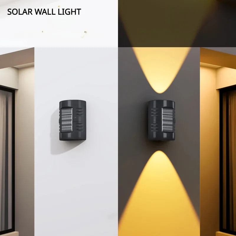 Solar Wall Light 2LEDs Up and Down Light Sources Waterproof for Patios ...