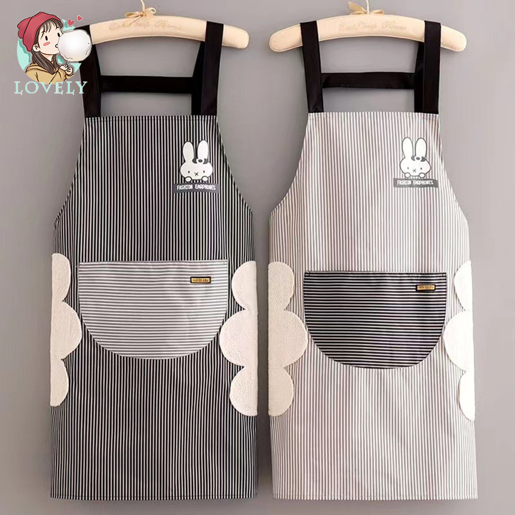 Waterproof Apron Hand-wipeable Smock Halter Neck Adjustable Apron ...