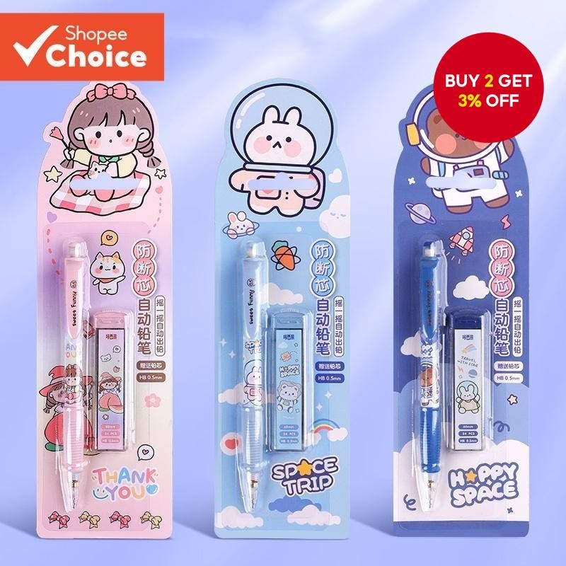 Penlab Sweet Mechanical Pencil Set Cartoon Rabbit Design Automatic Pen ...