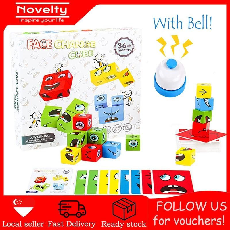 Cube Face Changing Building Blocks Board Game Cartoon Puzzle Montessori ...