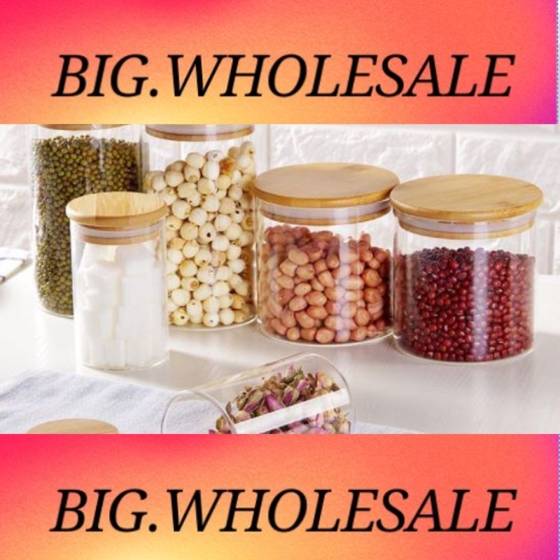 M8018 Ready stock Glass Jar Food Storage Bamboo Jar Lid Air Tight Jar ...