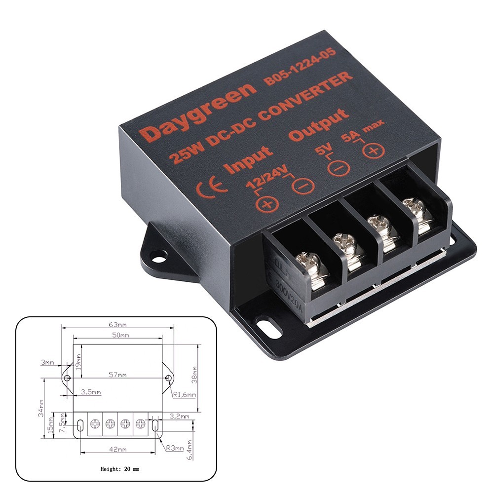 Activespace Voltage Regulator DC 12V 24V To DC 5V 5A 25W Step Down ...