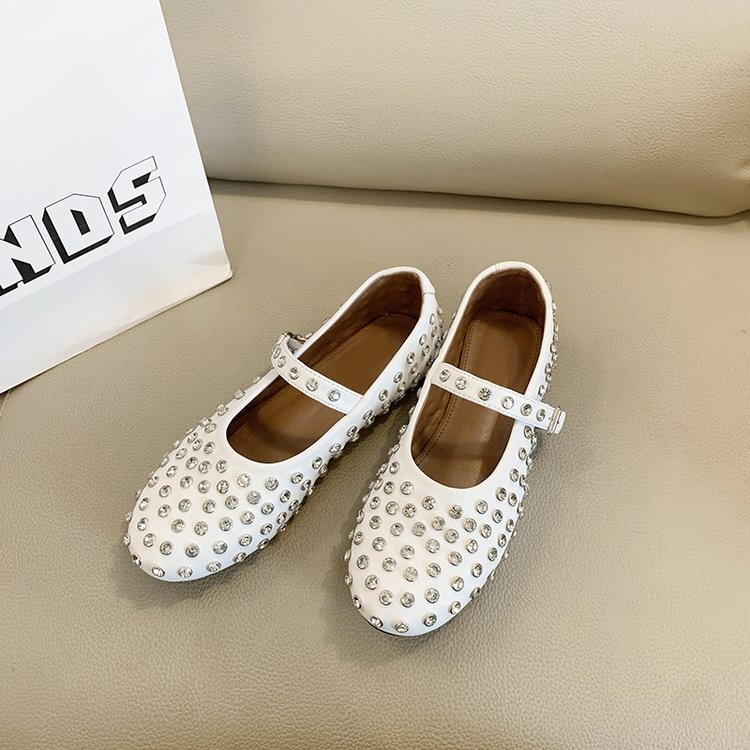 Women's Square Buckle Low-cut Pumps Korean Round Heels