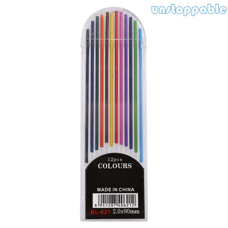 Un* 12Pcs 2 0 mm Mechanical Pencil Colors 2B Lead Refills Draft Drawing