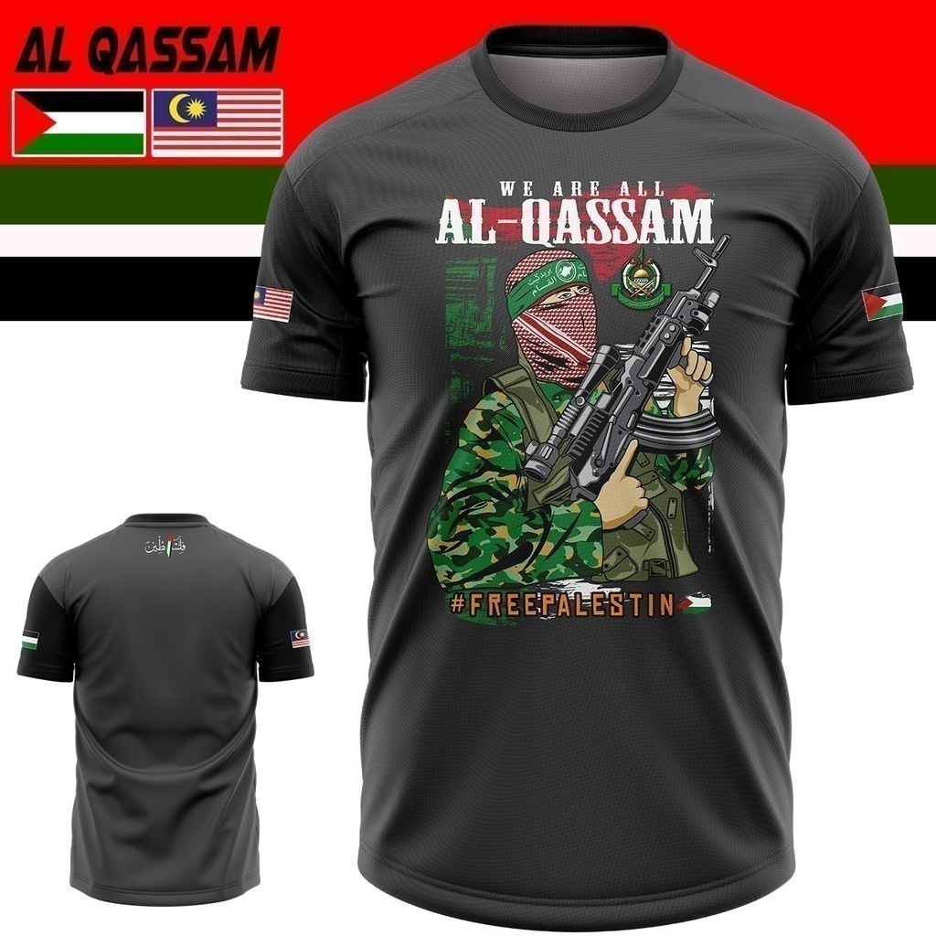 T-shirt Free Palestine A101 – Maglia In Cotone Verde Con Bandiera E Scritta Intifada - Foto 1