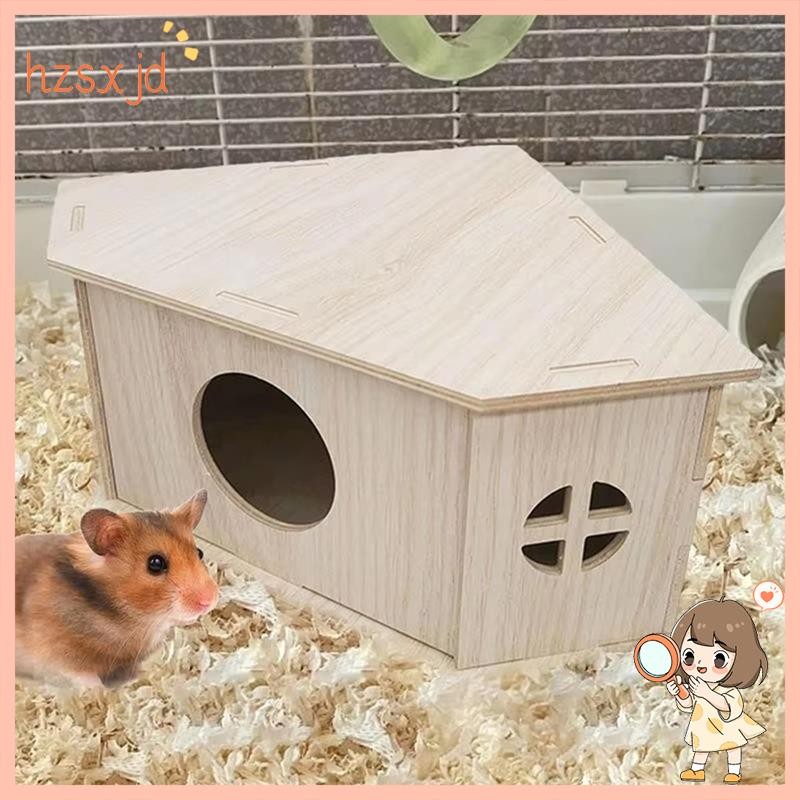 Hedgehog House Small Animal Habitat Wooden Hide Hut Playground Small