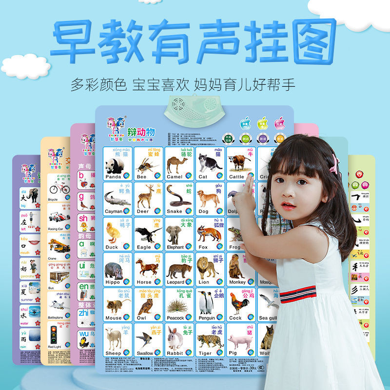 Infant Early Childhood Education Audio Wall Chart Literacy Card Number ...