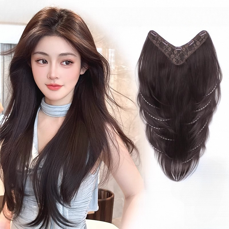45-60CM Clip-in Synthetic Hair Extensions - Rambut Bergelombang Tebal ...